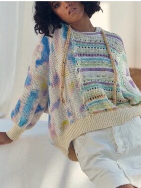 Free People Flower Child Poncho Sweater UNIQUE